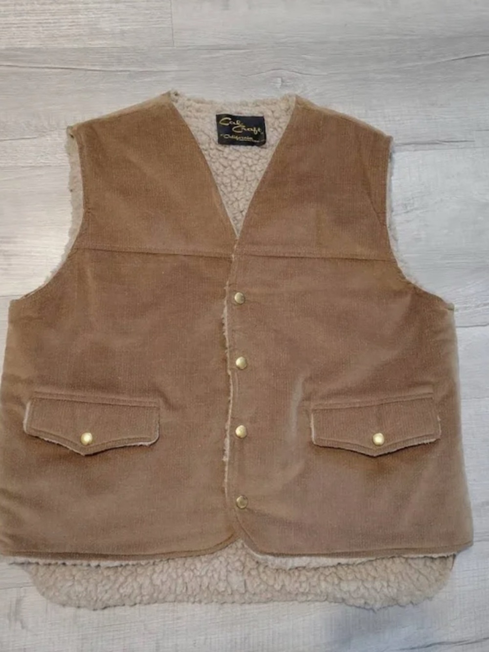 Vintage Cal Craft Corduroy Sherpa-Lined Vest - Brown